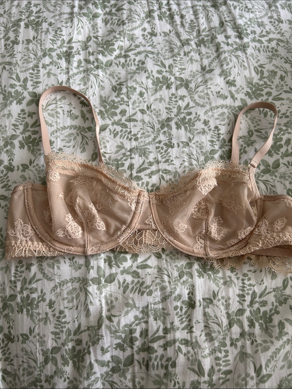 Aerie Sheer Lace Balconette Bra in Nude